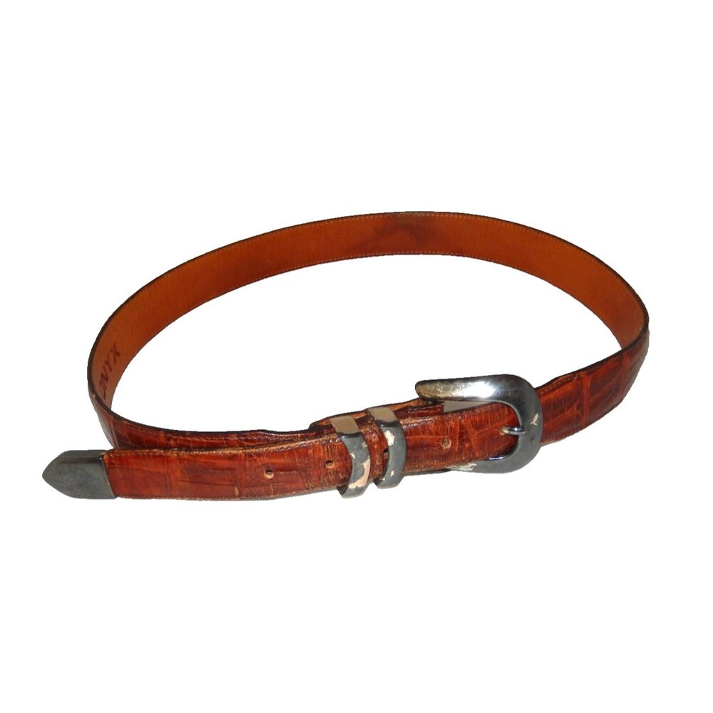 Vintage Brighton Catera Taper Belt Men's 36 Croc-Embossed Italian Leather